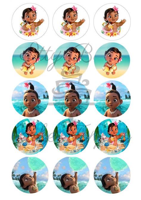 Baby Moana Edible Cupcake Toppers Itty Bitty Cake Toppers