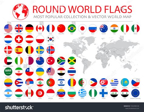Most Popular Flags World Round Flags Vector De Stock Libre De