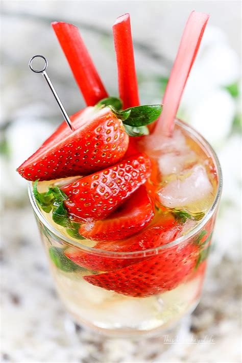 Rhubarb And Strawberry Bourbon Cocktail