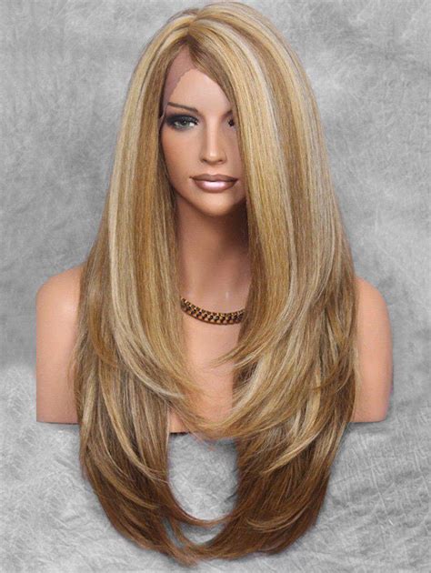 27 Off Layered Side Part Long Straight Synthetic Wig With Lace Front