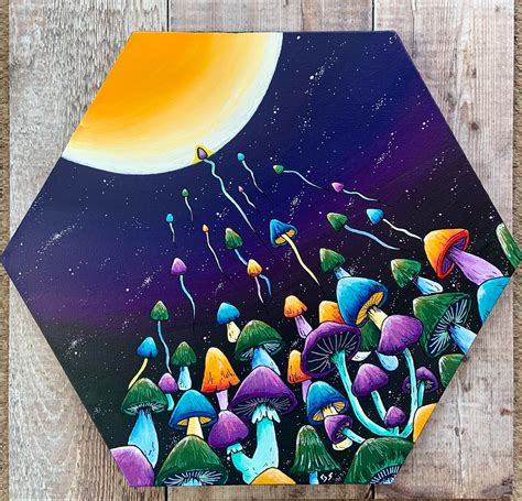 Rebirth Original Painting Magic Mushroom Art Psychedelic Etsy
