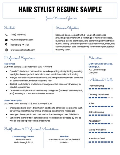 hair stylist resume example and writing guide rg