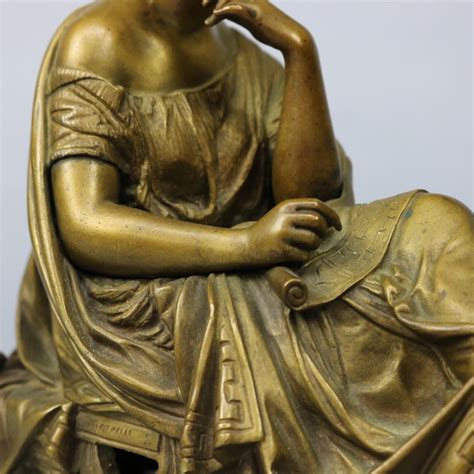 Antique Bronze Statue Of A Classical Woman Composer After Moreau Circa