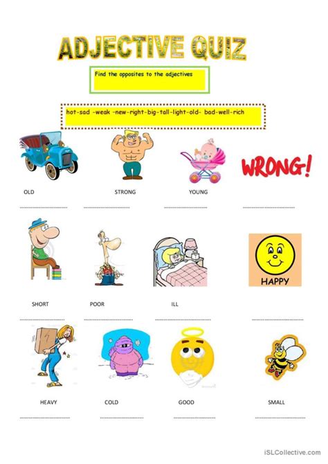 Adjective Quiz Fran Ais Fle Fiches Pedagogiques Pdf Doc