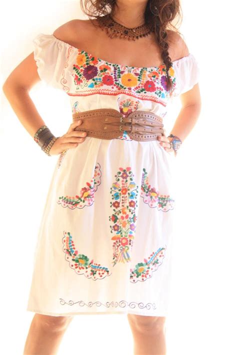 Handmade Mexican Dress From Aida Coronado Floral Off Shoulder