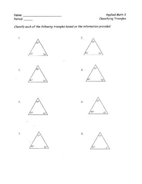 8 Triangle Classification Worksheet