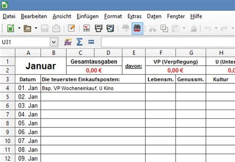 Klassisches Haushaltsbuch im Excel Format | Freeware kostenlos