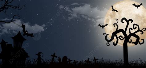 Background Latar Belakang Horor Siluet Malam Gelap Halloween Pohon