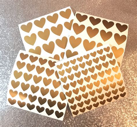 Gold Vinyl Love Heart Stickers Pack Perfect For Wedding Etsy Uk