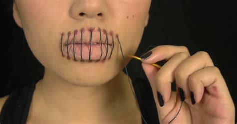 Stitched Mouth Makeup Tutorial Video Popsugar Beauty