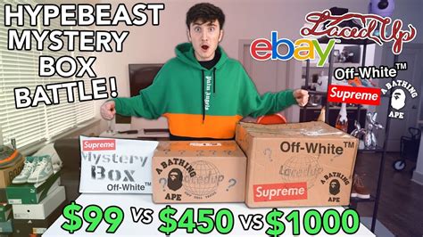 Ultimate Hypebeast Mystery Box Battle 99 Vs 450 Vs 1000 Youtube