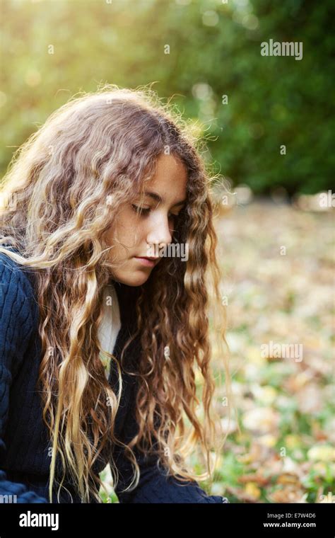 Pensive Teenager Girl Stock Photo Alamy