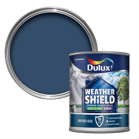 Dulux Weathershield Exterior Oxford Blue Satin Wood And Metal Paint 750ml