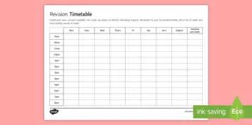 Free Gcse Revision Timetable Secondary Education Resource