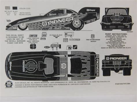 Slixx Thfc1364 Tom Hoover 1998 Pioneer Dodge Avenger Funny Car Decal