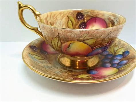 Signed Aynsley Teacup And Saucer Aynsley Signed Cup Gold Fruit Tea