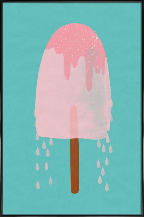Ice Cream Strawberry Poster Kunstdruck Poster Illustration