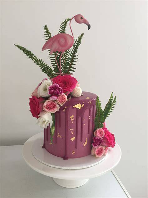 Cut off the remaining wire of the flowers with the cutting tool and attach these with some royal icing to the cake. Flamingo cake by sweet buttercream Dream | Flamingo cake ...