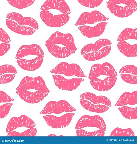 Kiss Print Seamless Pattern Girls Kisses Lipstick Prints And Kissing