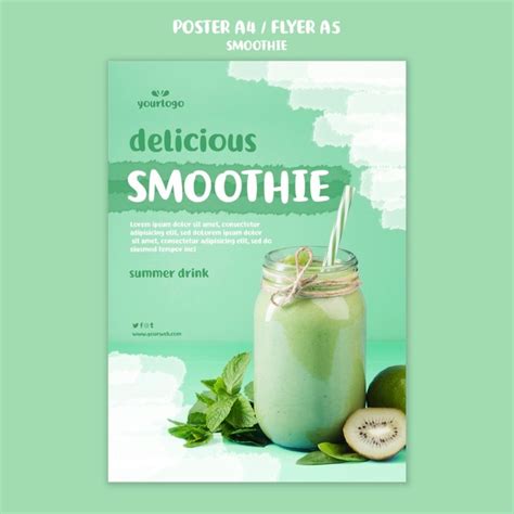 Refreshing Smoothie Poster Template With Photo Free Psd File