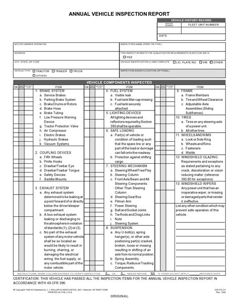 Free Printable Commercial Vehicle Inspection Forms