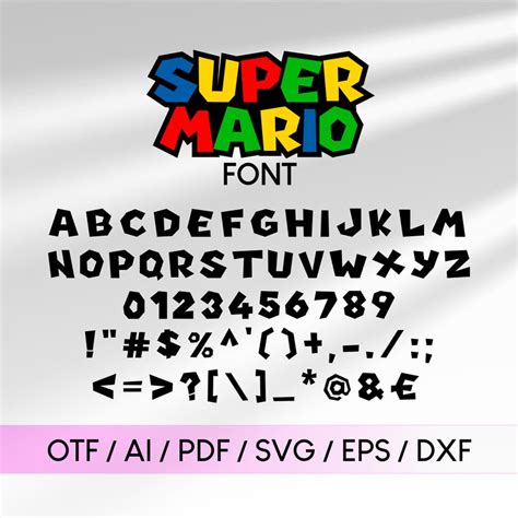 Super Mario Font Svg Super Mario Digital Download Super Mario Letters