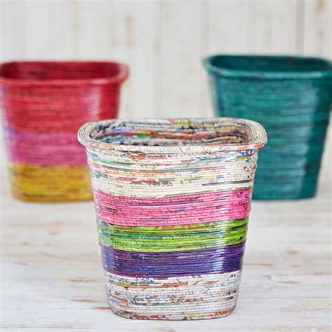 Colourful Recycled Newspaper Waste Paper Basket By Paper High
