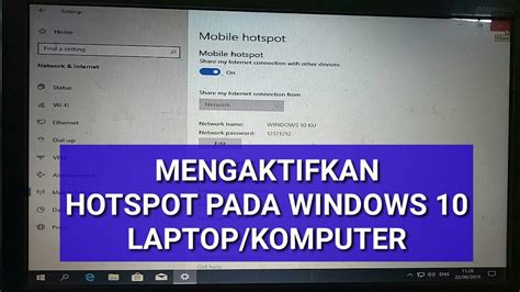 Cara Aktifkan Hotspot Pada Windows 10 Laptopkomputer Youtube