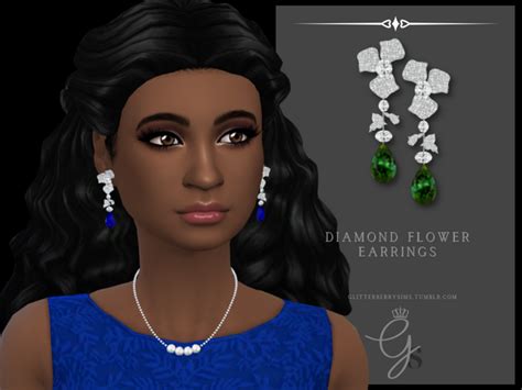 Diamond Flower Earrings Patreon Diamond Flower Sims 4 Custom