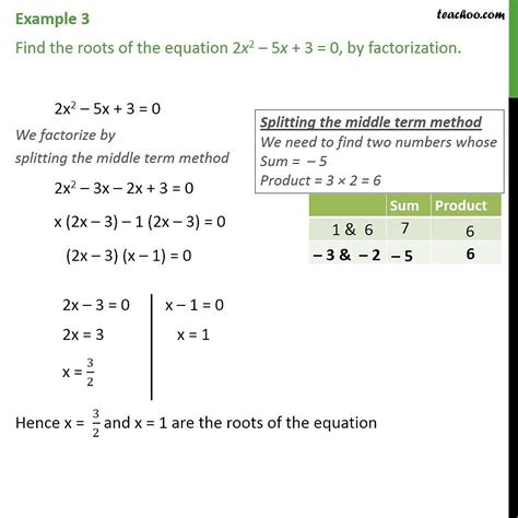 3x 2 2x 1 0 Using Quadratic Formula - Example 3 - Find roots of 2x2 - 5x + 3 = 0 by factorization