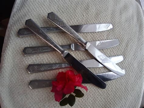 Set Of 6 Handle Butter Knives Vintage Table Knives Soviet Stainless