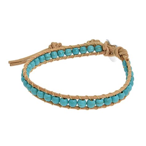 Nude Leather Turquoise Single Strand Bracelet My XXX Hot Girl