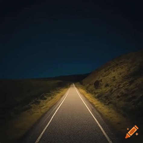 Lonely Road Under A Starry Night Leading To The Moon On Craiyon