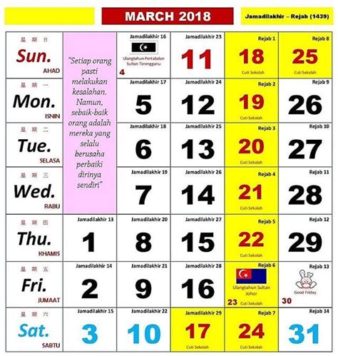 Waktu Solat Kl On Twitter Kalendar Bulan Mac 2018 Semoga Bermanfaat