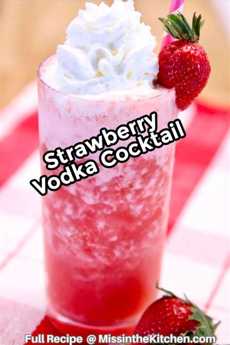 Strawberry Vodka Cocktail With Whipped Cream And Strawberries On The