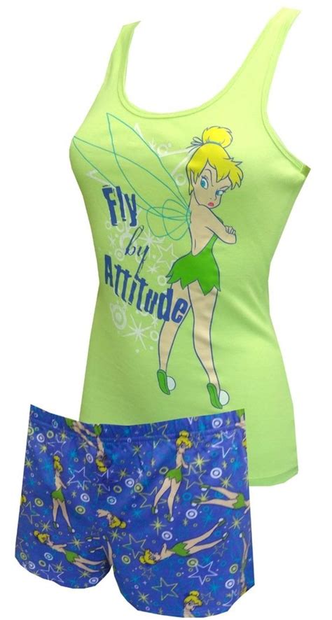 Disney Tinkerbell Fly By Attitude Womens Junior Fit Sleep Tankshort