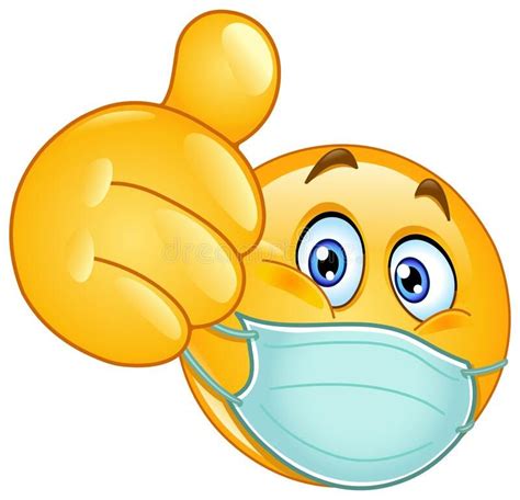 Thumb Up Emoticon With Medical Mask Emoji Emoticon With Medical Mask
