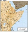 Horn of Africa Physical Map 1992 - Full size