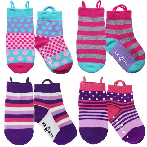 Pink And Purple Socks 4pk Ez Sox