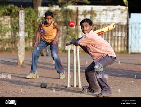 Boys Playing Cricket In Katni Madhya Pradesh State India Stock Photo