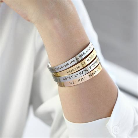 Personalized Bracelet For Women Gold Engraved Bracelet Etsy