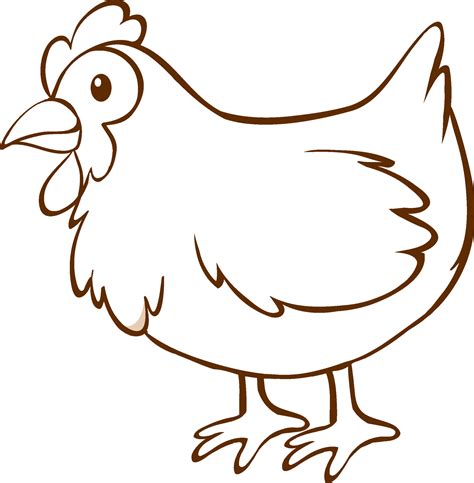 Chicken In Doodle Simple Style On White Background 6159066 Vector Art