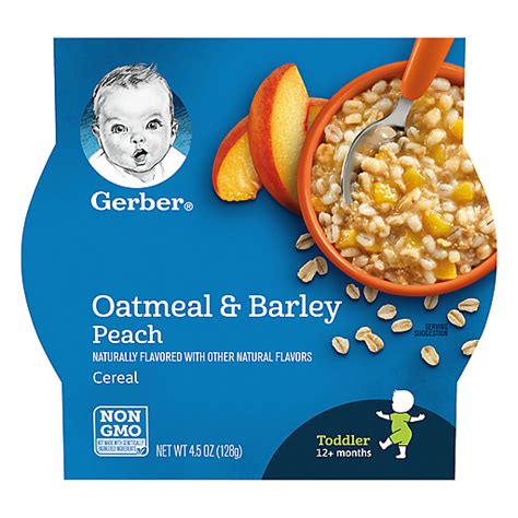 Gerber Cereal Oatmeal And Barley Peach Toddler 12 Months 45 Oz