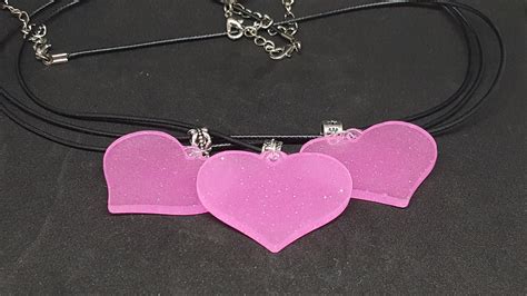 Pink Heart Necklace Glow In The Dark Heart Pendants Etsy Pink Heart