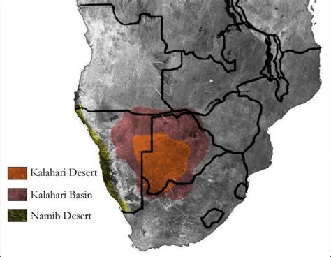Location And Extent Of The Kalahari And Namib Deserts Tebyan 2008