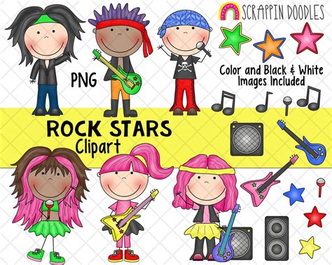 Rock Star Clipart Musician Clipart Rock Band Clipart Etsy