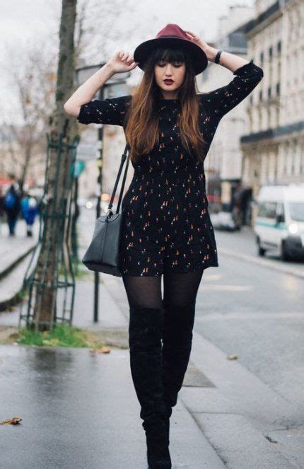 Dress Black Tights Outfit Boots Ideas Outfits Invierno Fashion Outfits