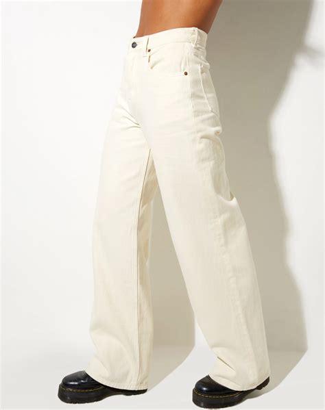 Extra Wide Jeans In Off White In 2021 Wide Leg Jeans Outfit Wide