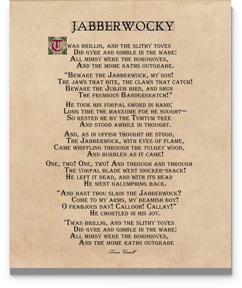 Buy Jabberwocky Poem Wall Art 11x14 Unframed Print Stunning