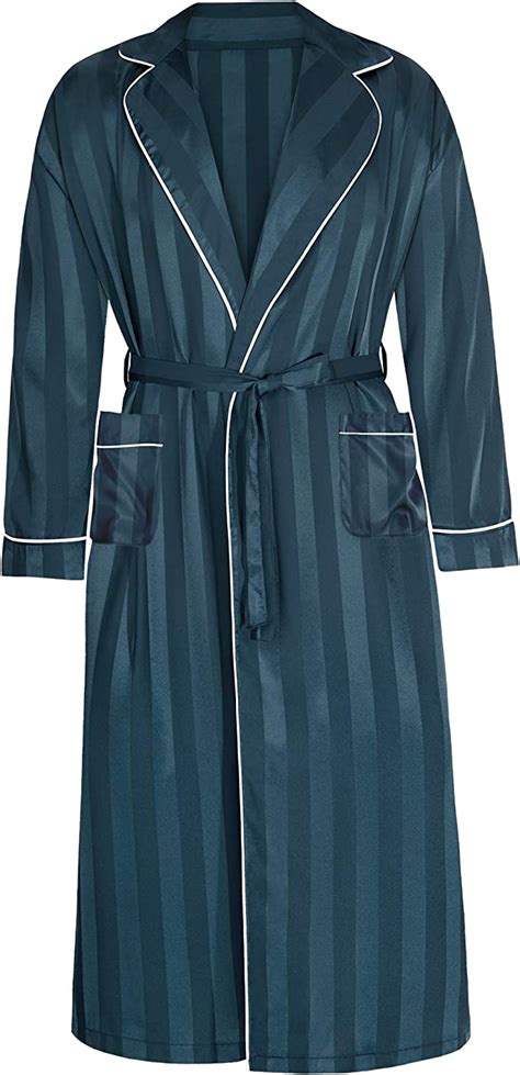 Alimens And Gentle Mens Silky Satin Robe Lightweight Nightgown Long